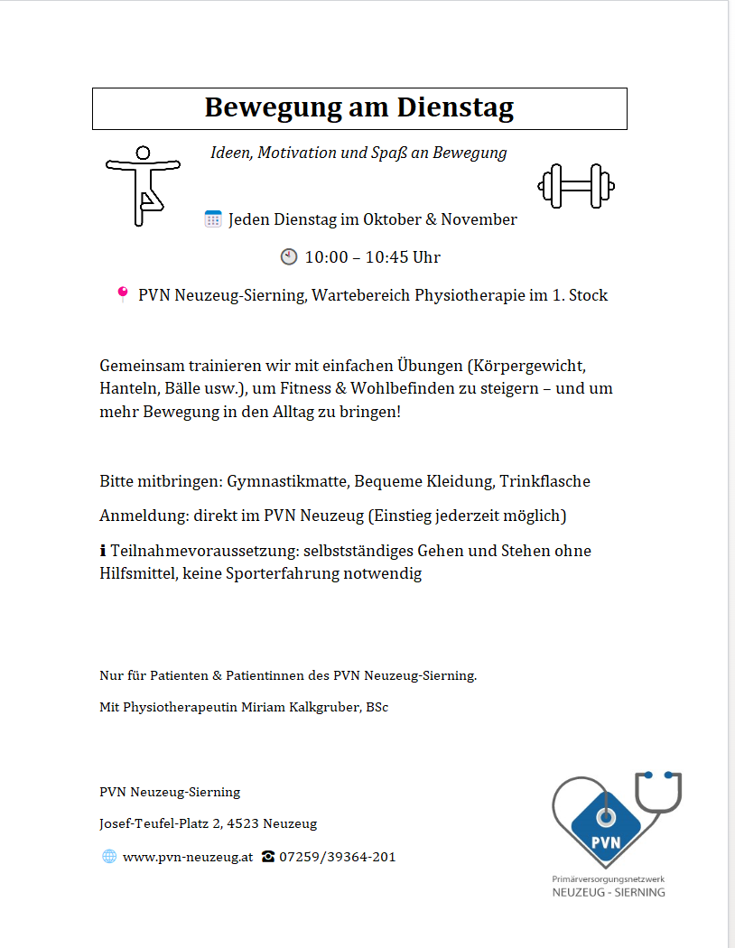 Bewegung am Dienstag