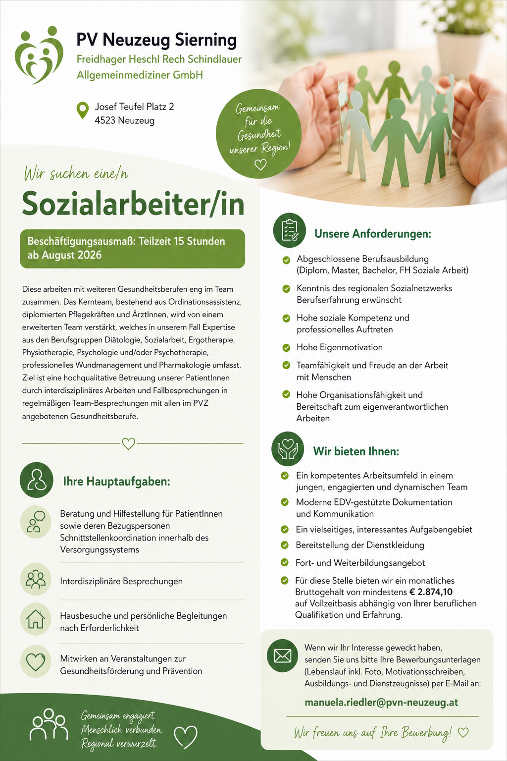 Stellenausschreibung Sozialarbeit