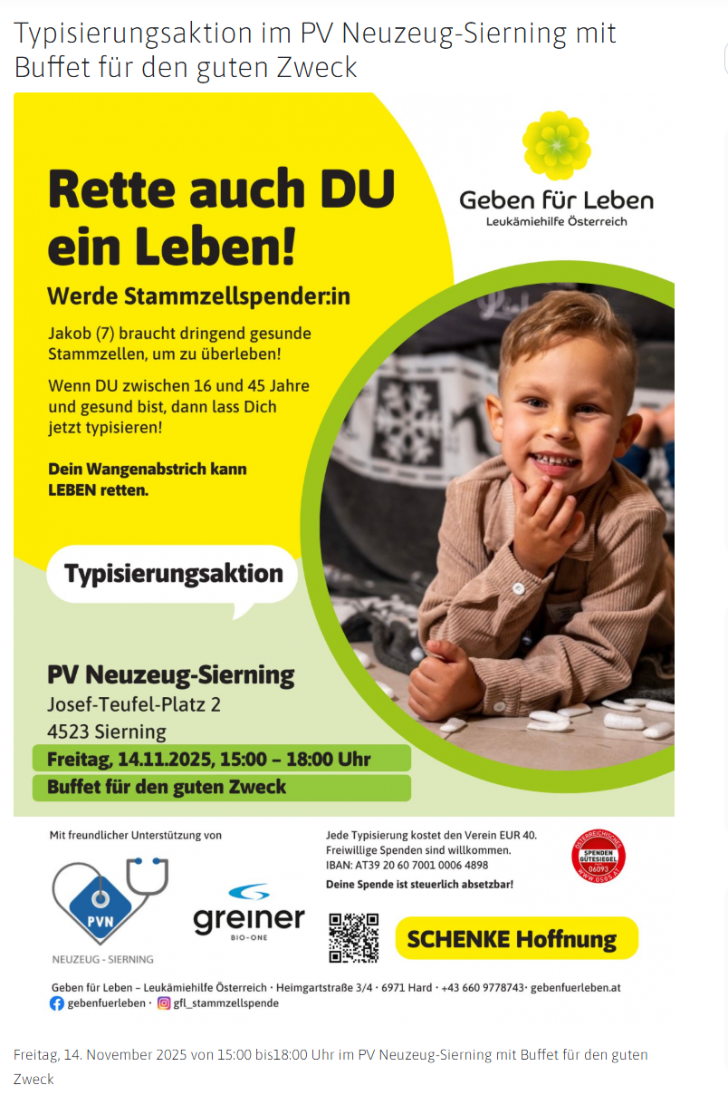 Typisierungsaktion  für Jakob